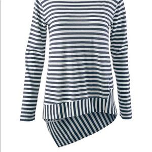 CAbi 256 Navy Bengal stripe top large